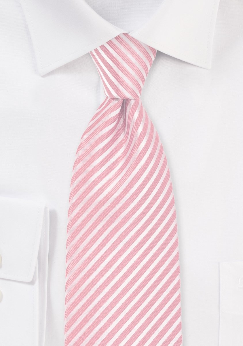 Petal Pink Narrow Striped Necktie - MenSuits