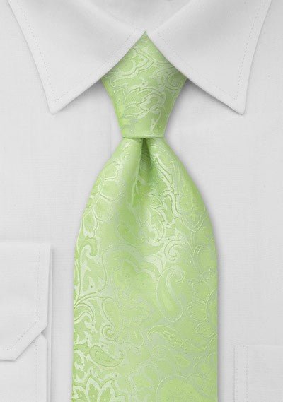 Pistachio Floral Paisley Necktie - MenSuits