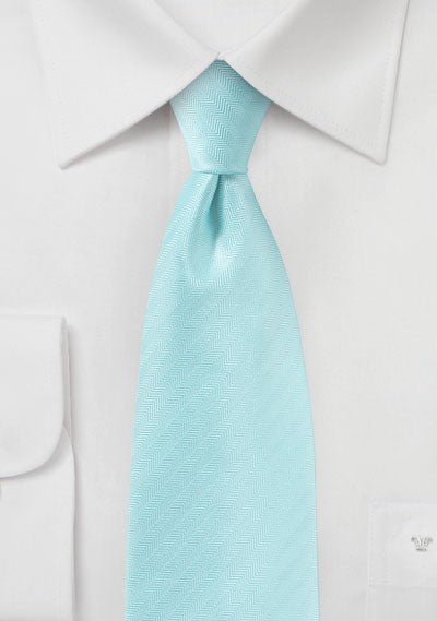 Pool Blue Herringbone Necktie - MenSuits