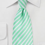 Pool Blue Summer Striped Necktie - MenSuits
