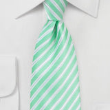 Pool Blue Summer Striped Necktie - MenSuits