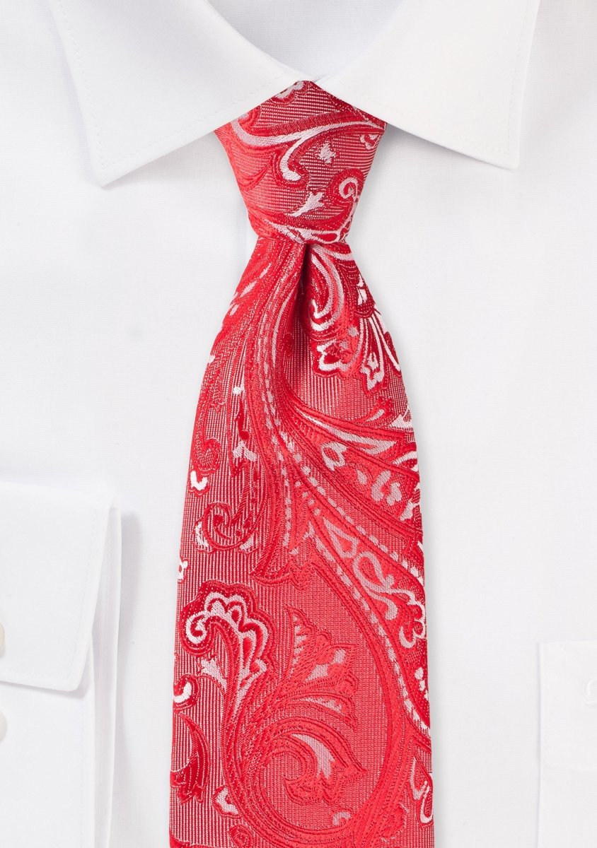 Poppy Red Proper Paisley Necktie - MenSuits