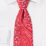 Poppy Red Proper Paisley Necktie - MenSuits