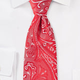 Poppy Red Proper Paisley Necktie - MenSuits