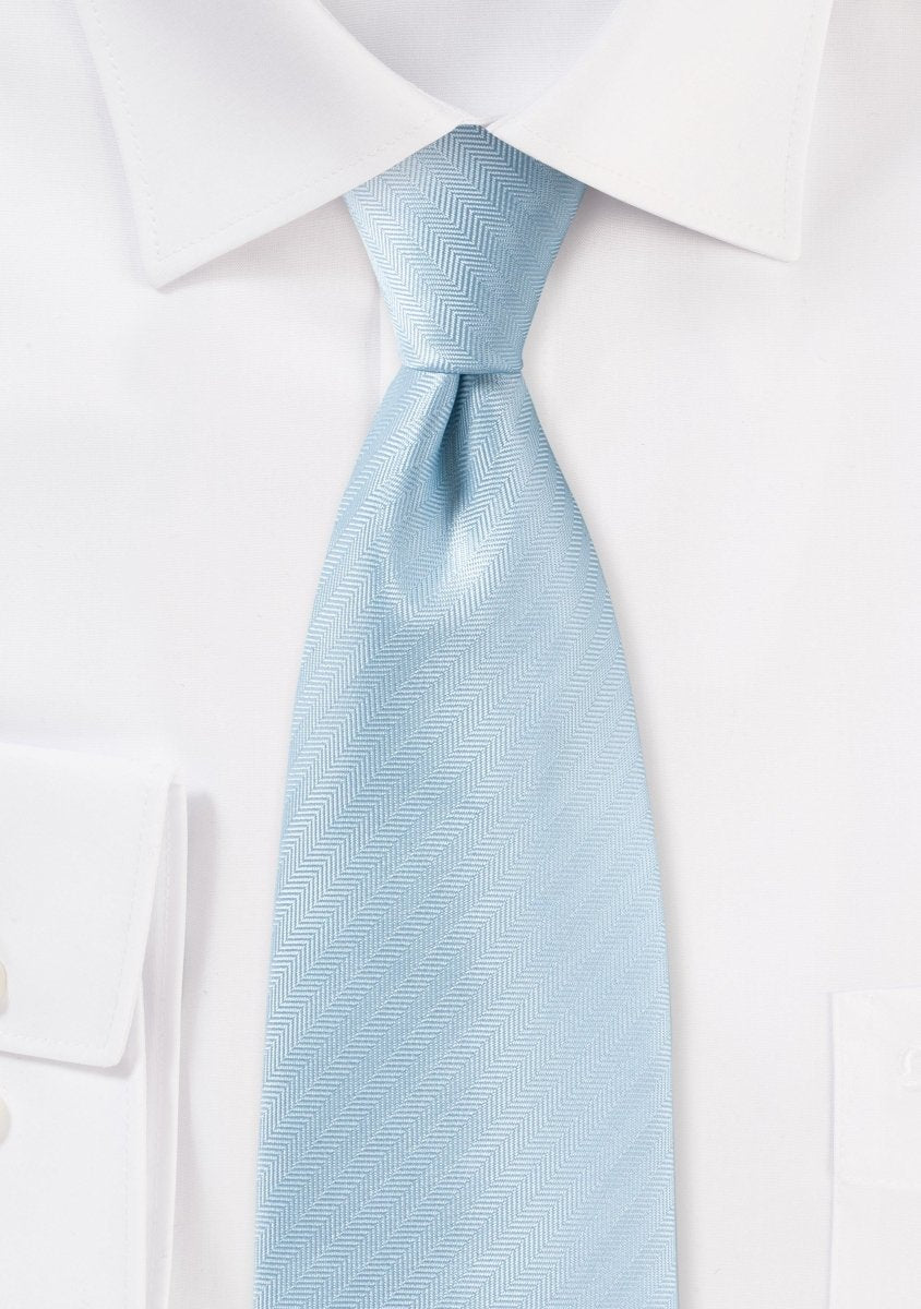 Powder Blue Herringbone Necktie - MenSuits
