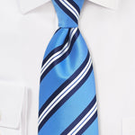 Preppy Blue Repp&Regimental Striped Necktie - MenSuits