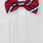 Preppy Red and Blue Repp&Regimental Striped Bowtie - MenSuits