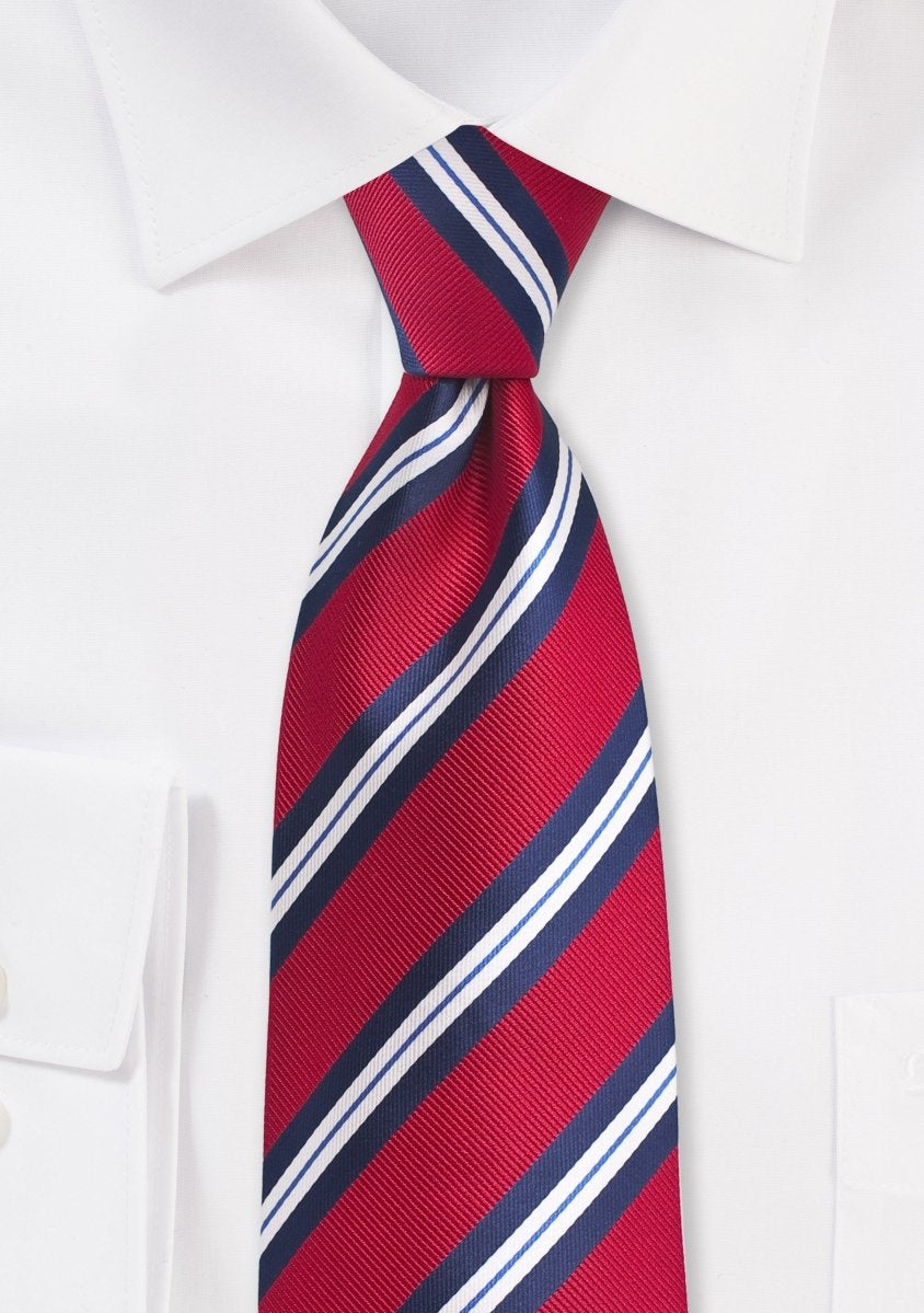 Preppy Red and Blue Repp&Regimental Striped Necktie - MenSuits