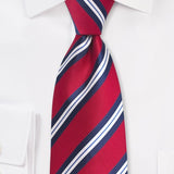 Preppy Red and Blue Repp&Regimental Striped Necktie - MenSuits