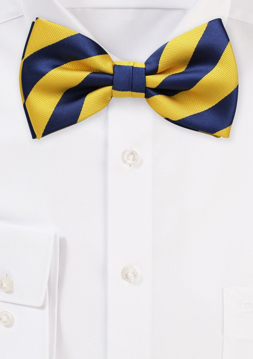 Preppy Yellow Repp&Regimental Striped Bowtie - MenSuits