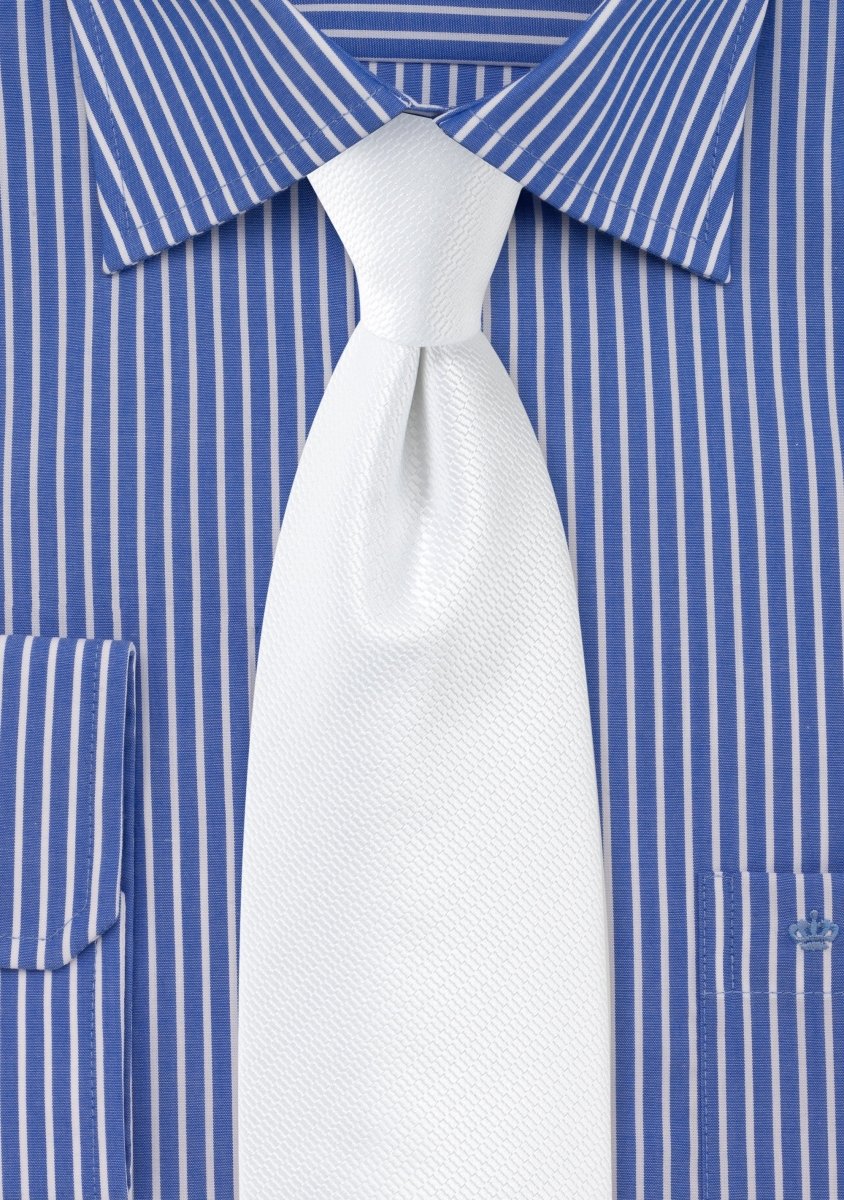 Pure White Small Texture Necktie - MenSuits