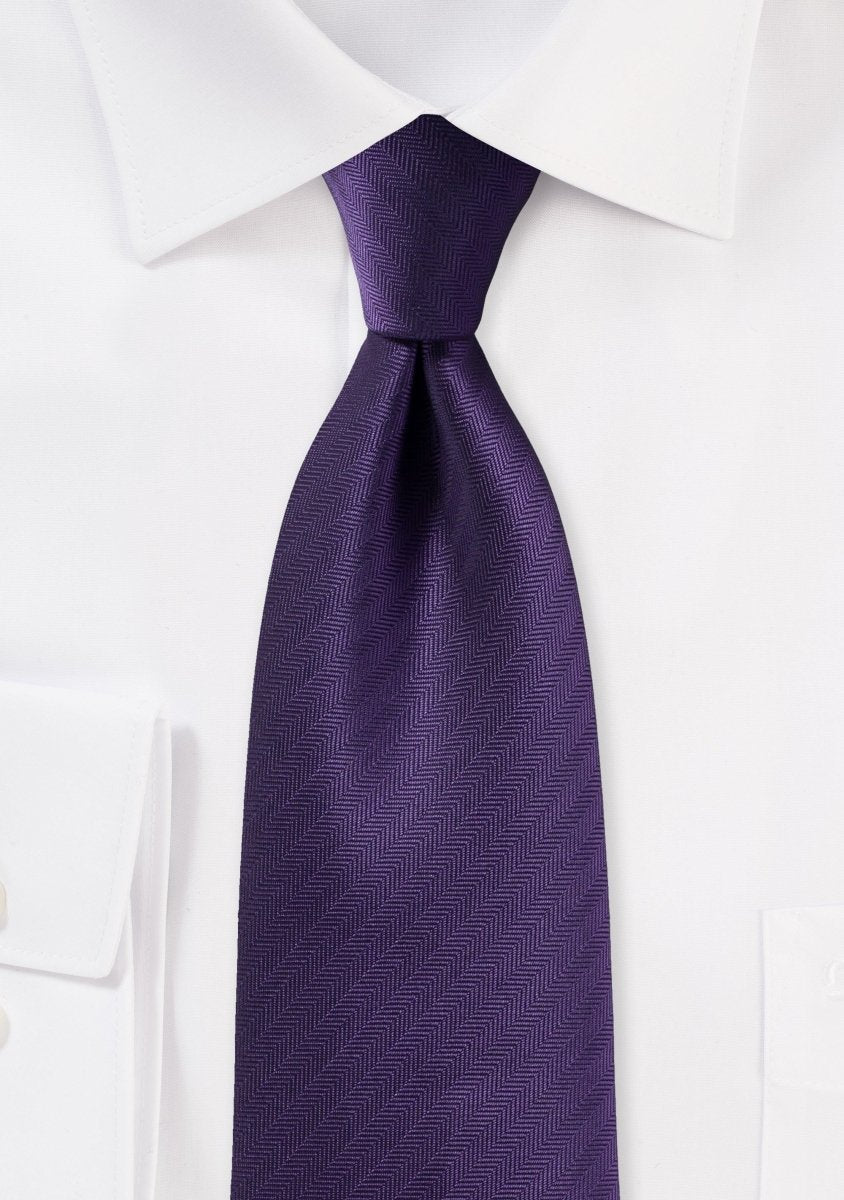 Regency Purple Herringbone Necktie - MenSuits