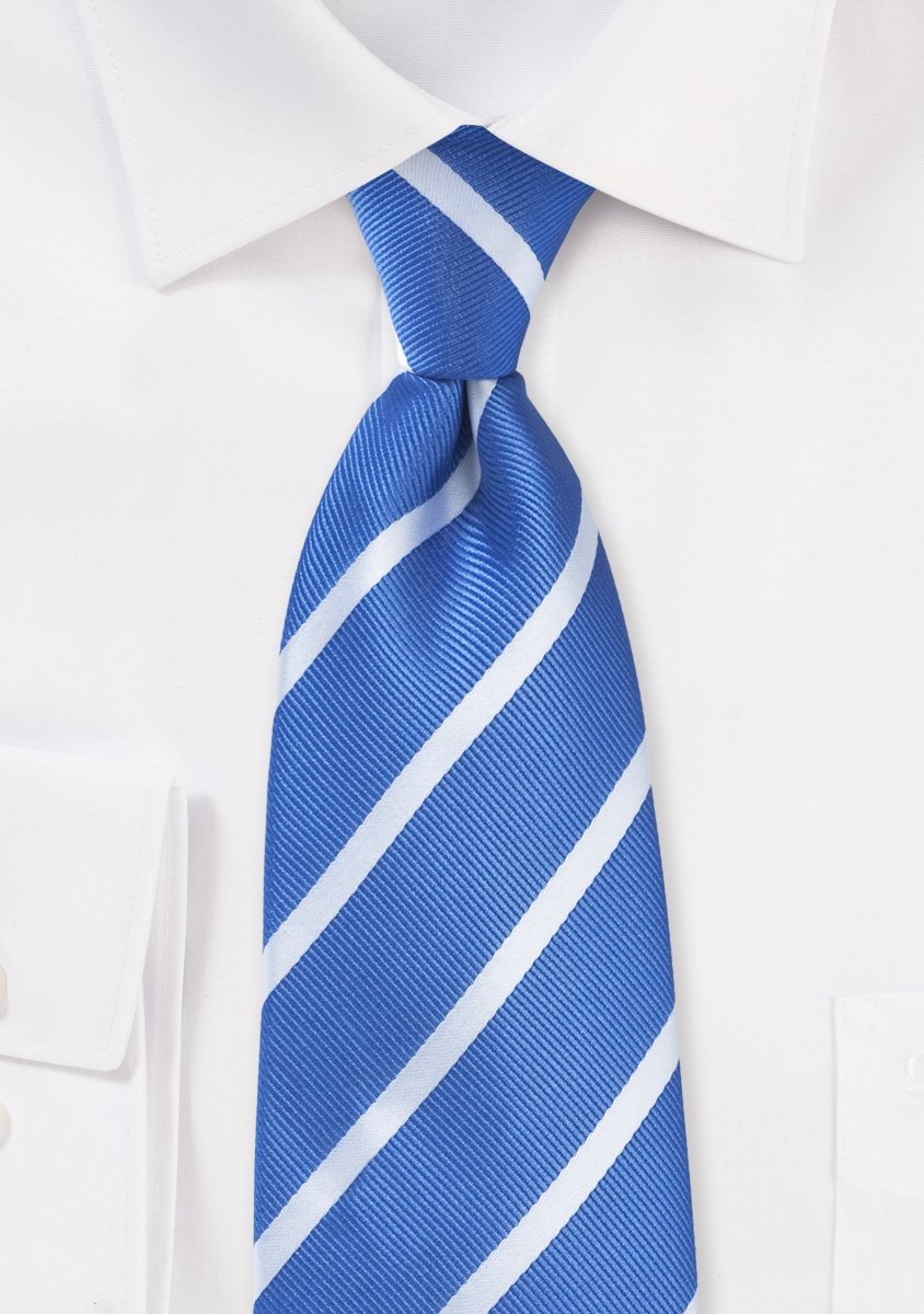 Riveria Blue and White Narrow Striped Necktie - MenSuits