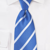 Riveria Blue and White Narrow Striped Necktie - MenSuits