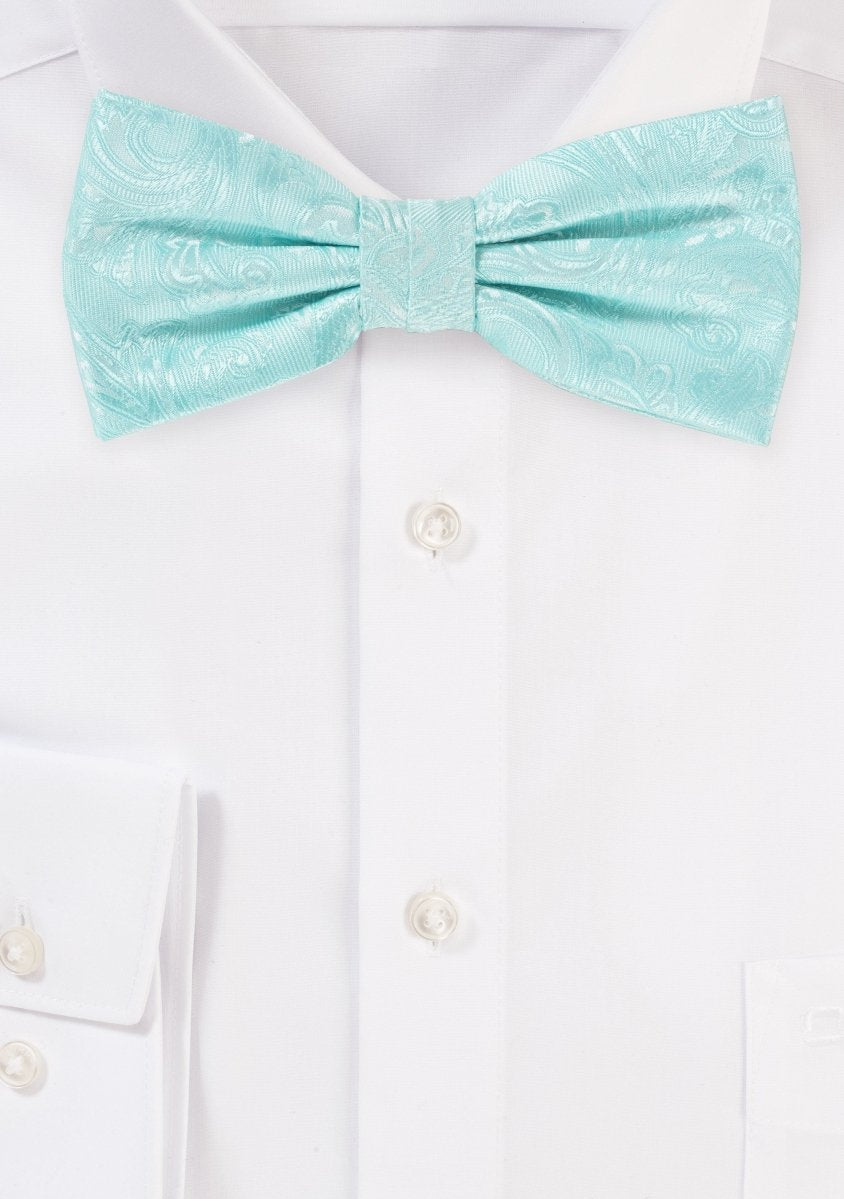 Robins Egg Blue Proper Paisley Bowtie - MenSuits