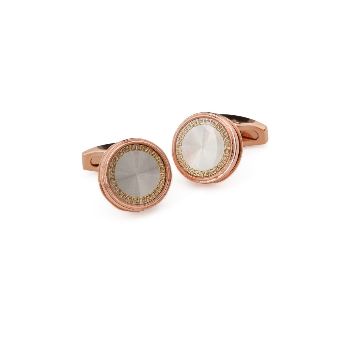 Rose Gold Mother of Pearl Bezzled Cufflinks - MenSuits