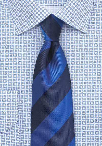 Royal Blue and Navy Repp&Regimental Striped Necktie - MenSuits