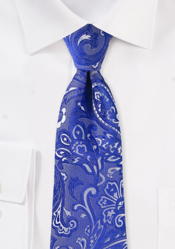 Royal Blue Proper Paisley Necktie - MenSuits