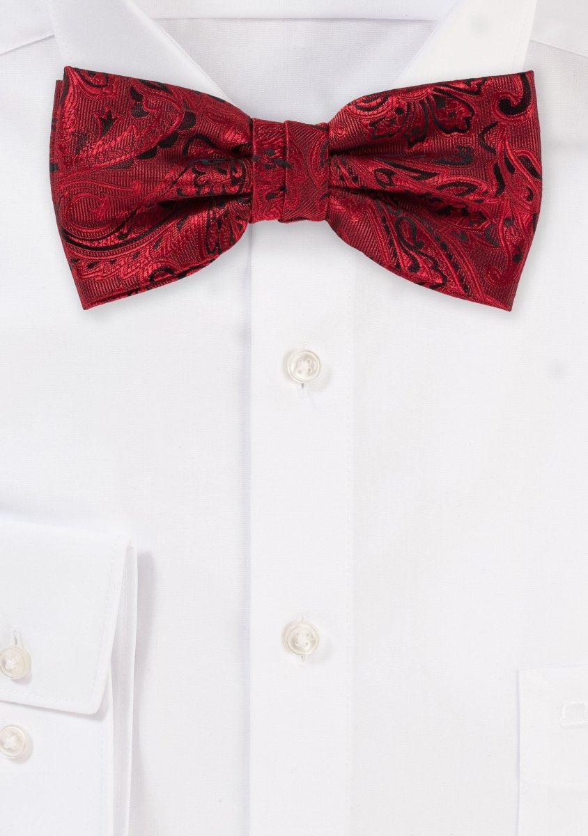 Ruby Red Proper Paisley Bowtie - MenSuits