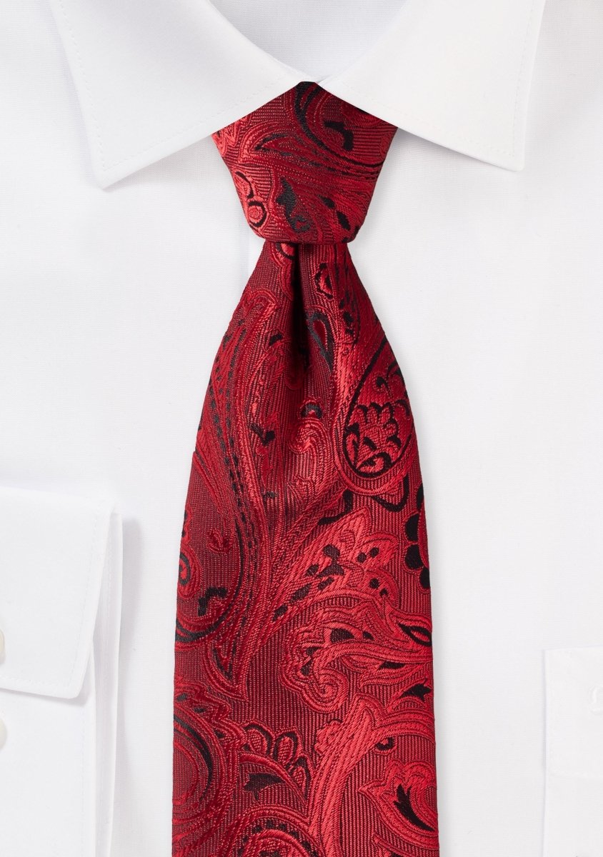 Ruby Red Proper Paisley Necktie - MenSuits