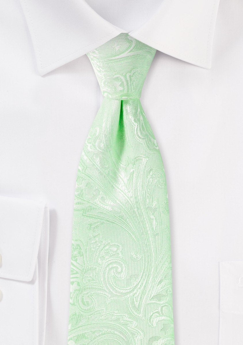 Sea Foam Green Proper Paisley Necktie - MenSuits