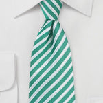 Sea Green Summer Striped Necktie - MenSuits