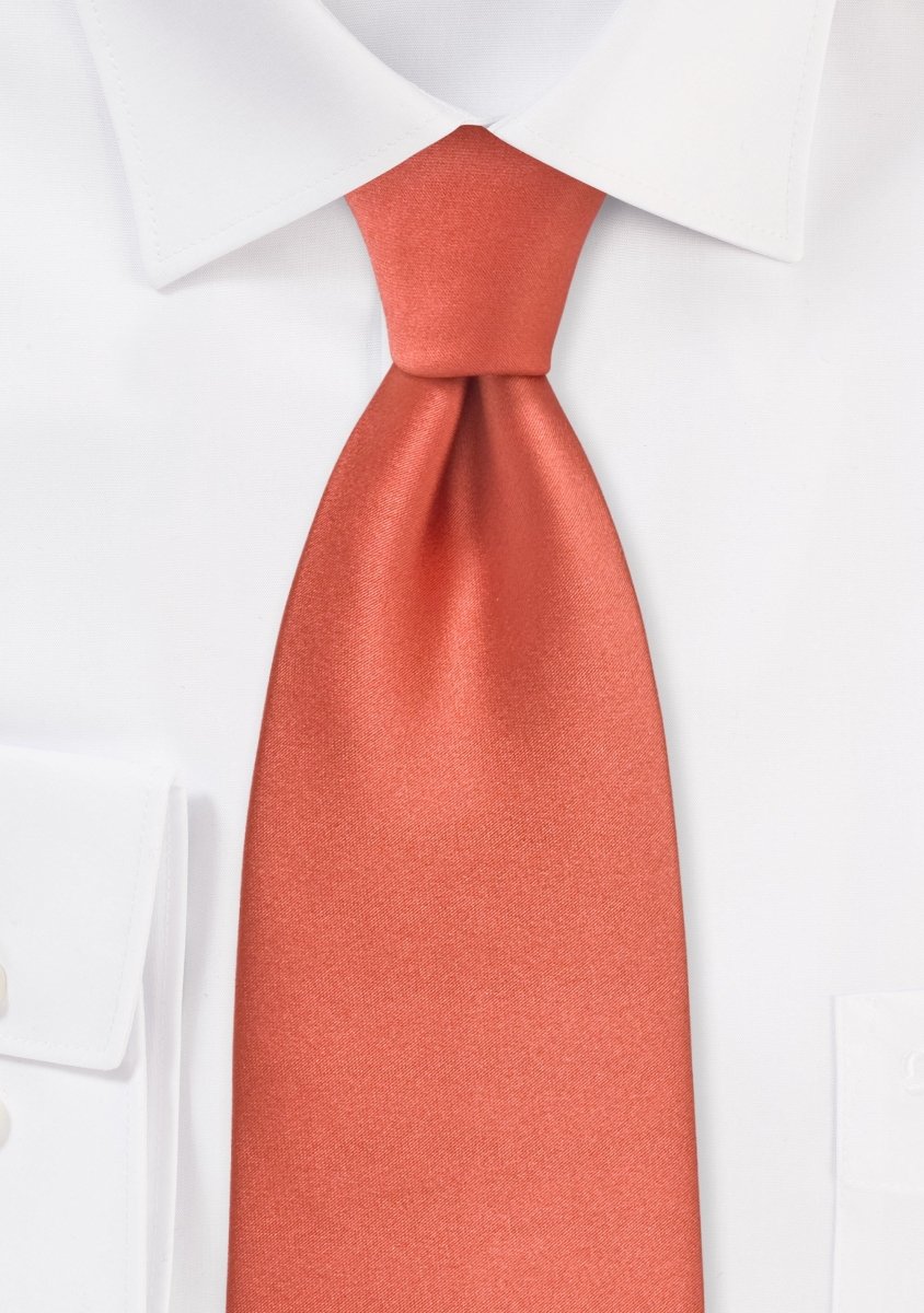Sienna Orange Solid Necktie - MenSuits