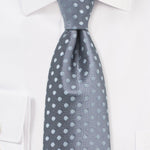 Silver and White Polka Dot Necktie - MenSuits