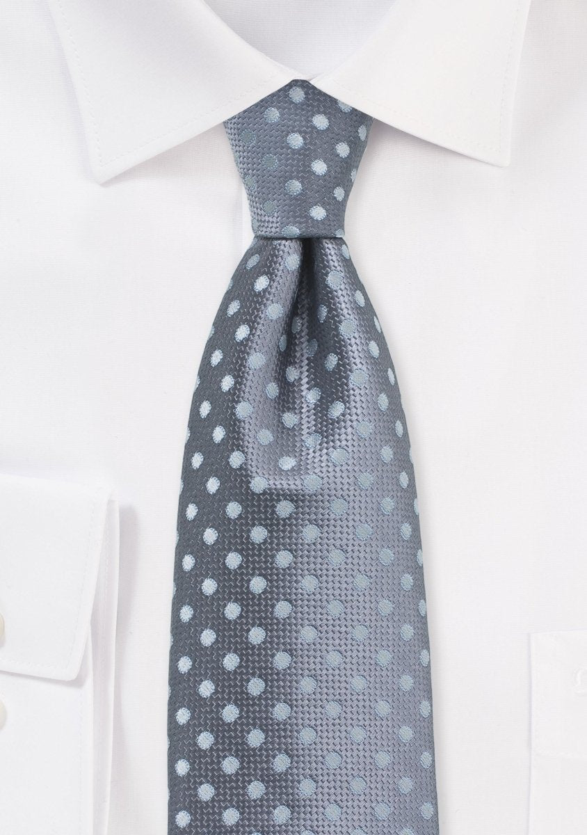 Silver and White Polka Dot Necktie - MenSuits