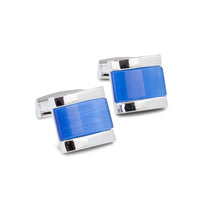 Silver Edged Blue Crystal Cufflinks - MenSuits