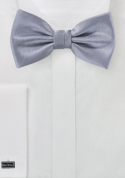 Silver Herringbone Bowtie - MenSuits