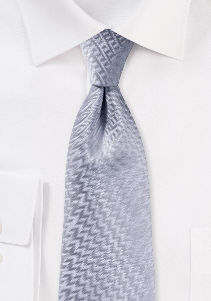Silver Herringbone Necktie - MenSuits