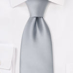 Silver Solid Necktie - MenSuits