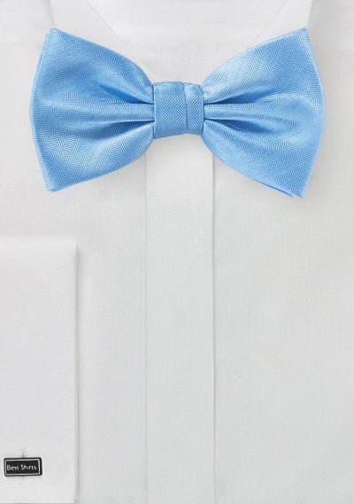 Sky Blue Herringbone Bowtie - MenSuits