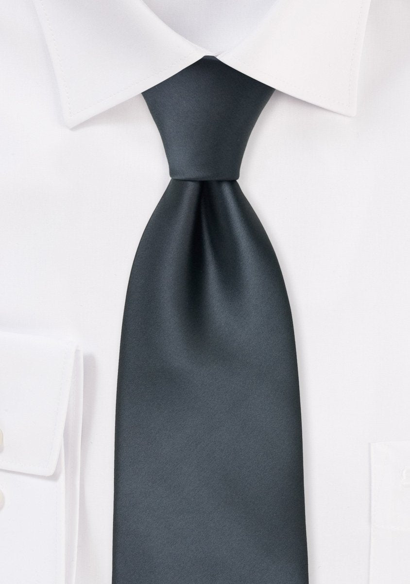 Smoke Gray Solid Necktie - MenSuits