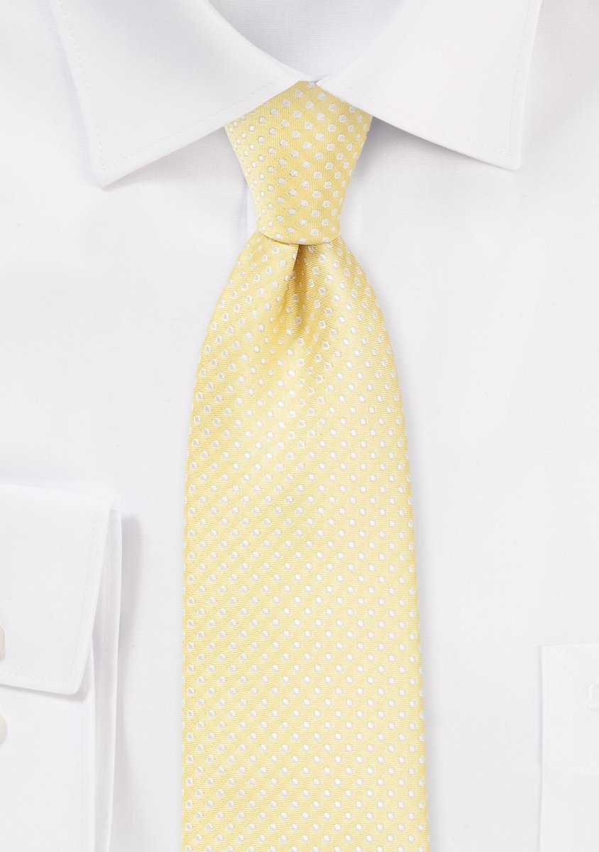 Soft Yellow Pin Dot Necktie - MenSuits