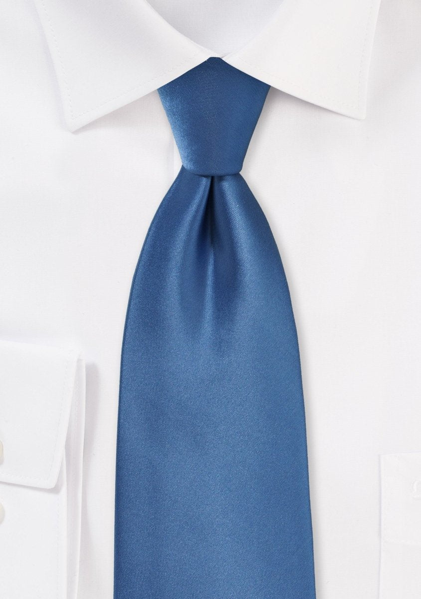 Steel Blue Solid Necktie - MenSuits