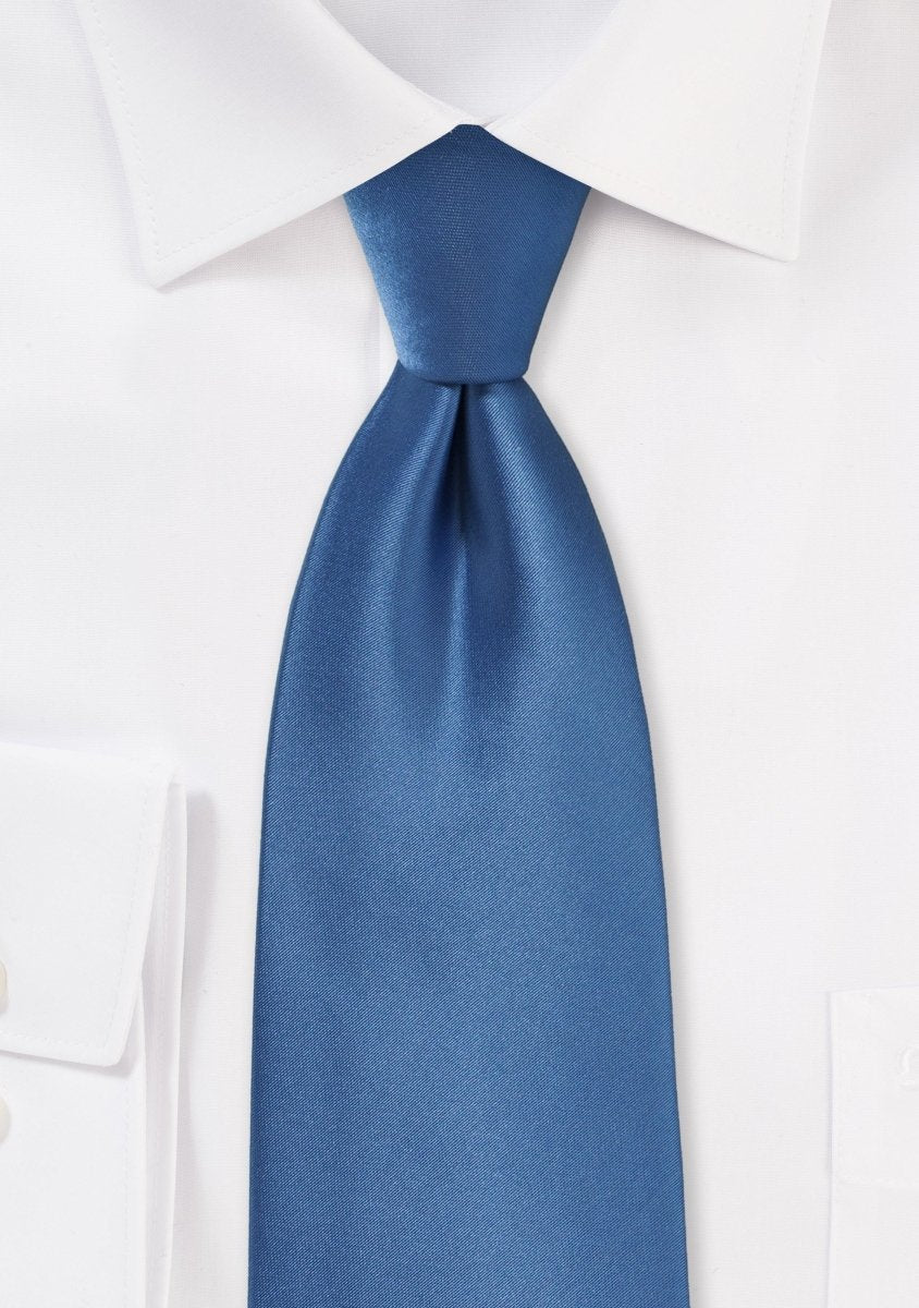 Steel Blue Solid Necktie - MenSuits