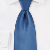 Steel Blue Solid Necktie - MenSuits