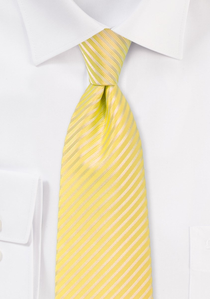 Summer Yellow Narrow Striped Necktie - MenSuits