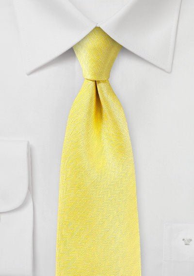 Sun Yellow Herringbone Necktie - MenSuits