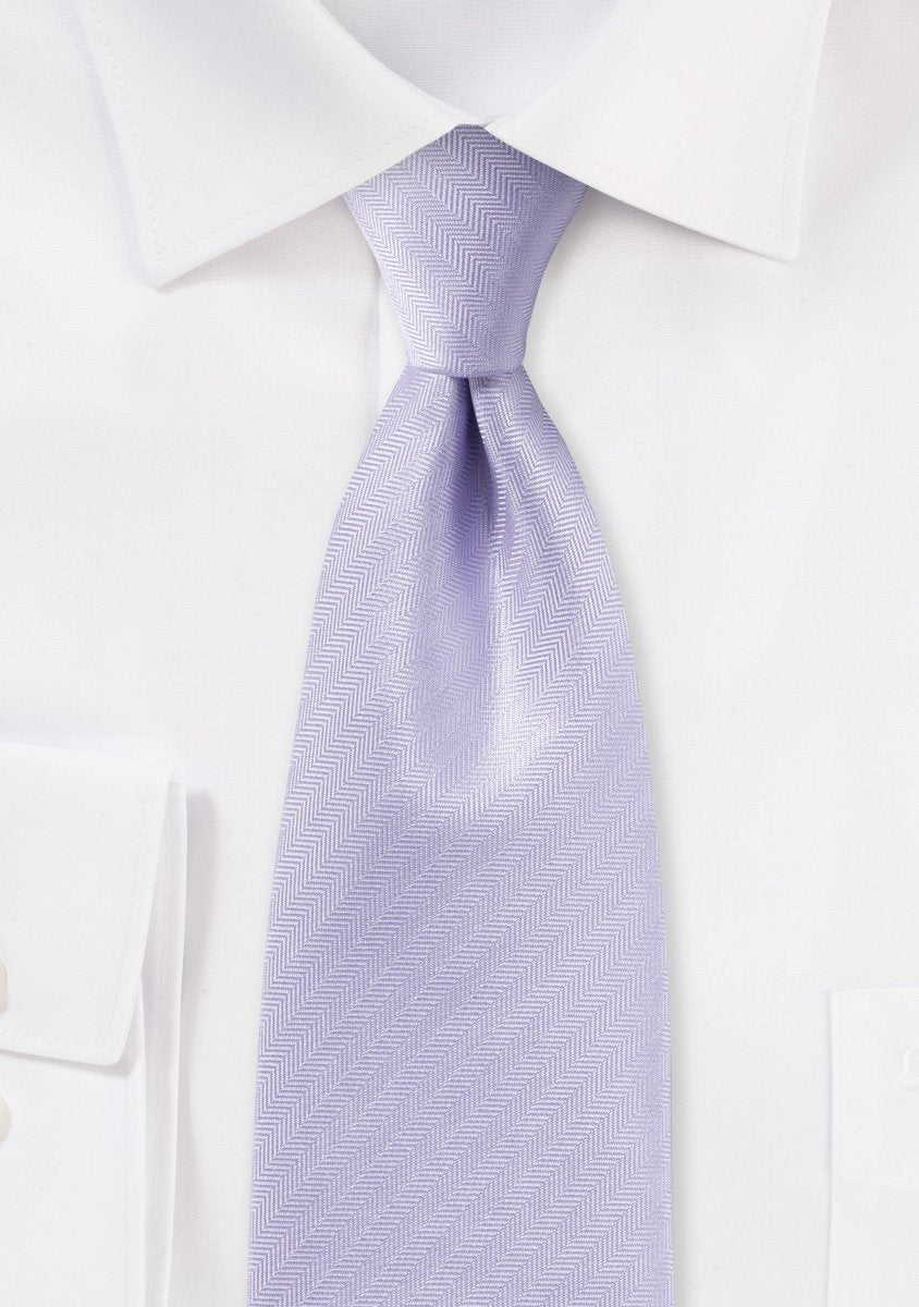 Sweet Lavender Herringbone Necktie - MenSuits