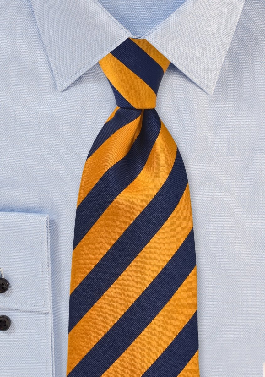 Tangerine and Navy Repp&Regimental Striped Necktie - MenSuits