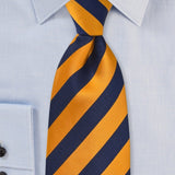 Tangerine and Navy Repp&Regimental Striped Necktie - MenSuits