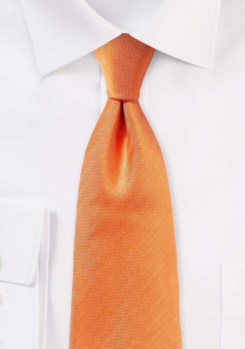 Tangerine Herringbone Necktie - MenSuits