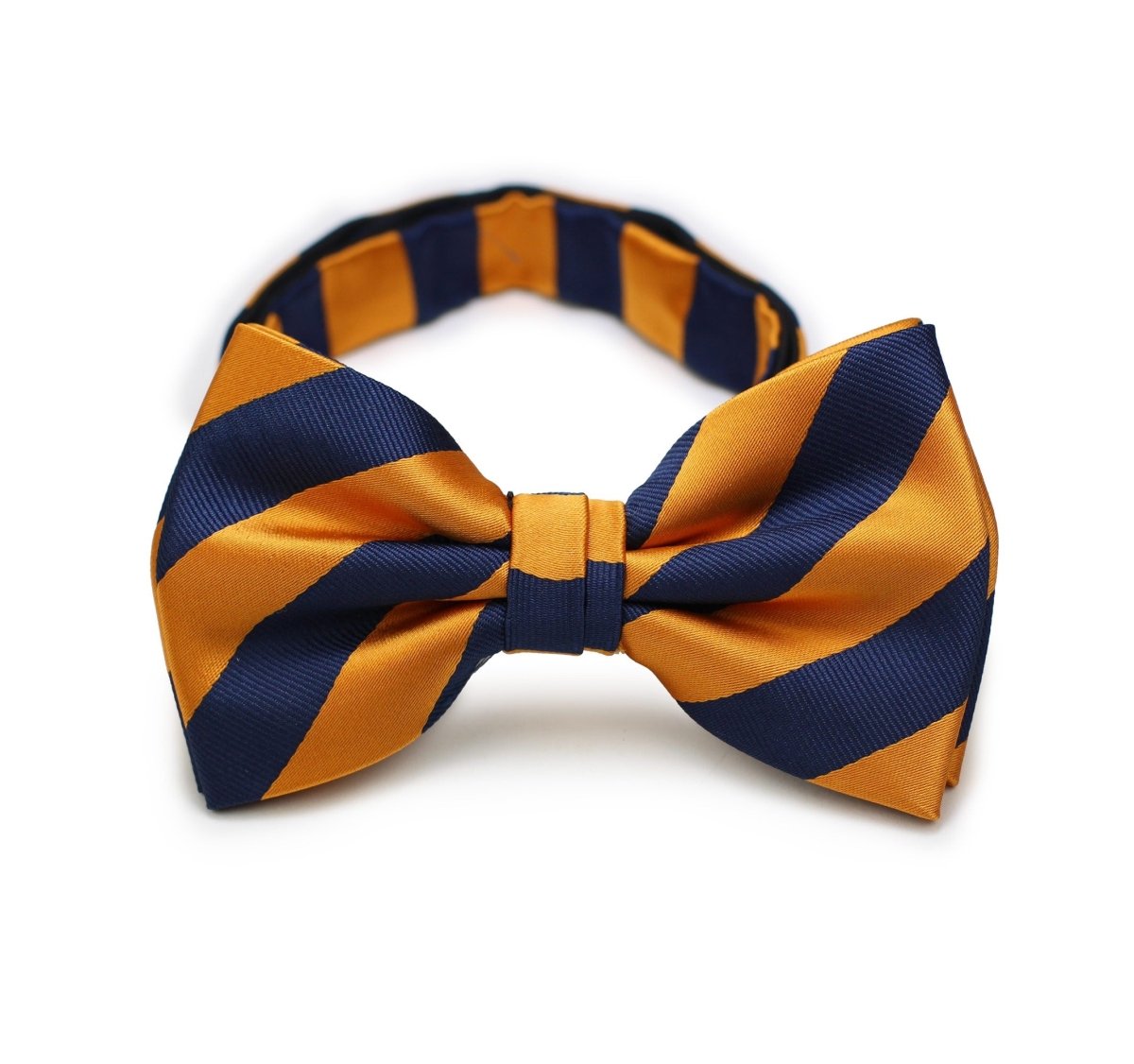 Tangerine Orange and Navy Repp&Regimental Striped Bowtie - MenSuits