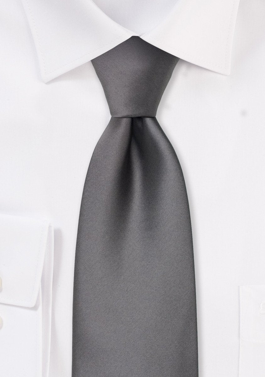 Taupe-Gray Solid Necktie - MenSuits