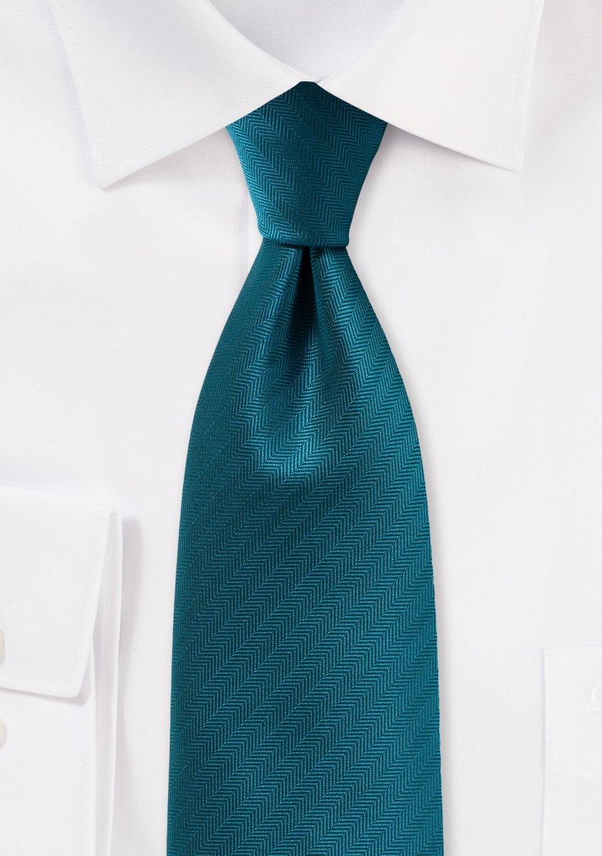 Teal Oasis Herringbone Necktie - MenSuits