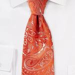 Tiger Lily Orange Proper Paisley Necktie - MenSuits
