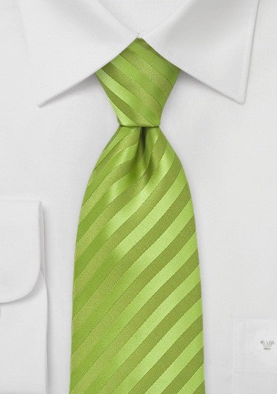 Tonal Green Apple Narrow Striped Necktie - MenSuits